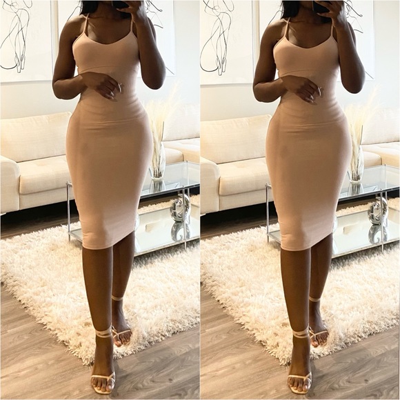 ASOS Dresses & Skirts - Strappy Taupe Midi Dress